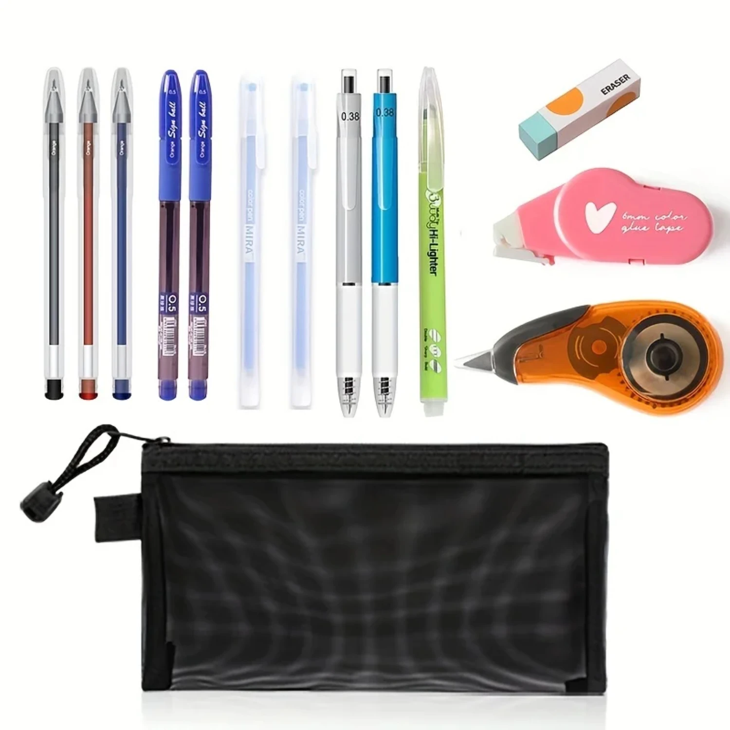 14pcs /set of student office stationery set 7 pcs pens,1 pc Highlighter, 1 pc Correction tape, 1 pc Glue tape Glass pen
14pcs /set of student office stationery set 7 pcs pens,1 pc Highlighter, 1 pc Correction tape, 1 pc Glue tape Glass pen