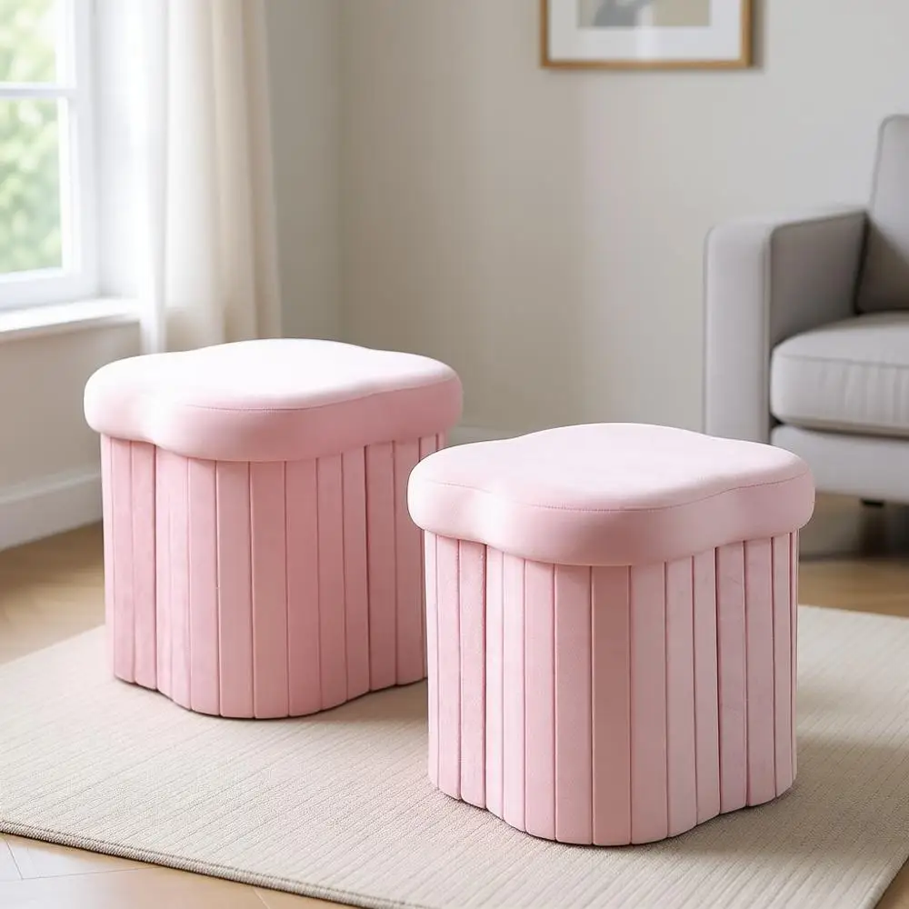 Pink Velvet Storage Ottoman Stool, 12.6 x 12.6 x 12.6, Multipurpose Small Seat with Storage for Home or Dorm
Pink Velvet Storage Ottoman Stool, 12.6 x 12.6 x 12.6, Multipurpose Small Seat with Storage for Home or Dorm