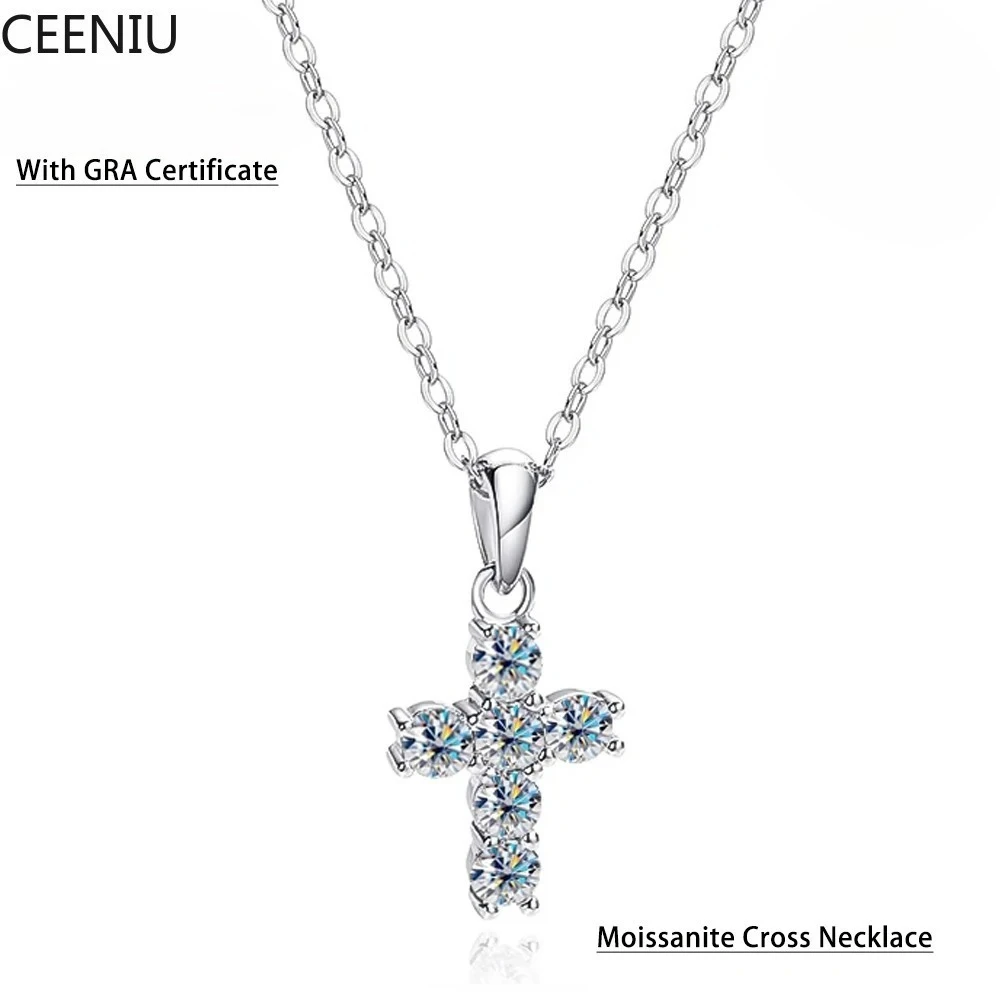 0.6ct D Color Moissanite Cross Necklace For Women Anniversary Gift S925 Silver Crucifix Pendant Neck Chain Fine Jewelry
0.6ct D Color Moissanite Cross Necklace For Women Anniversary Gift S925 Silver Crucifix Pendant Neck Chain Fine Jewelry