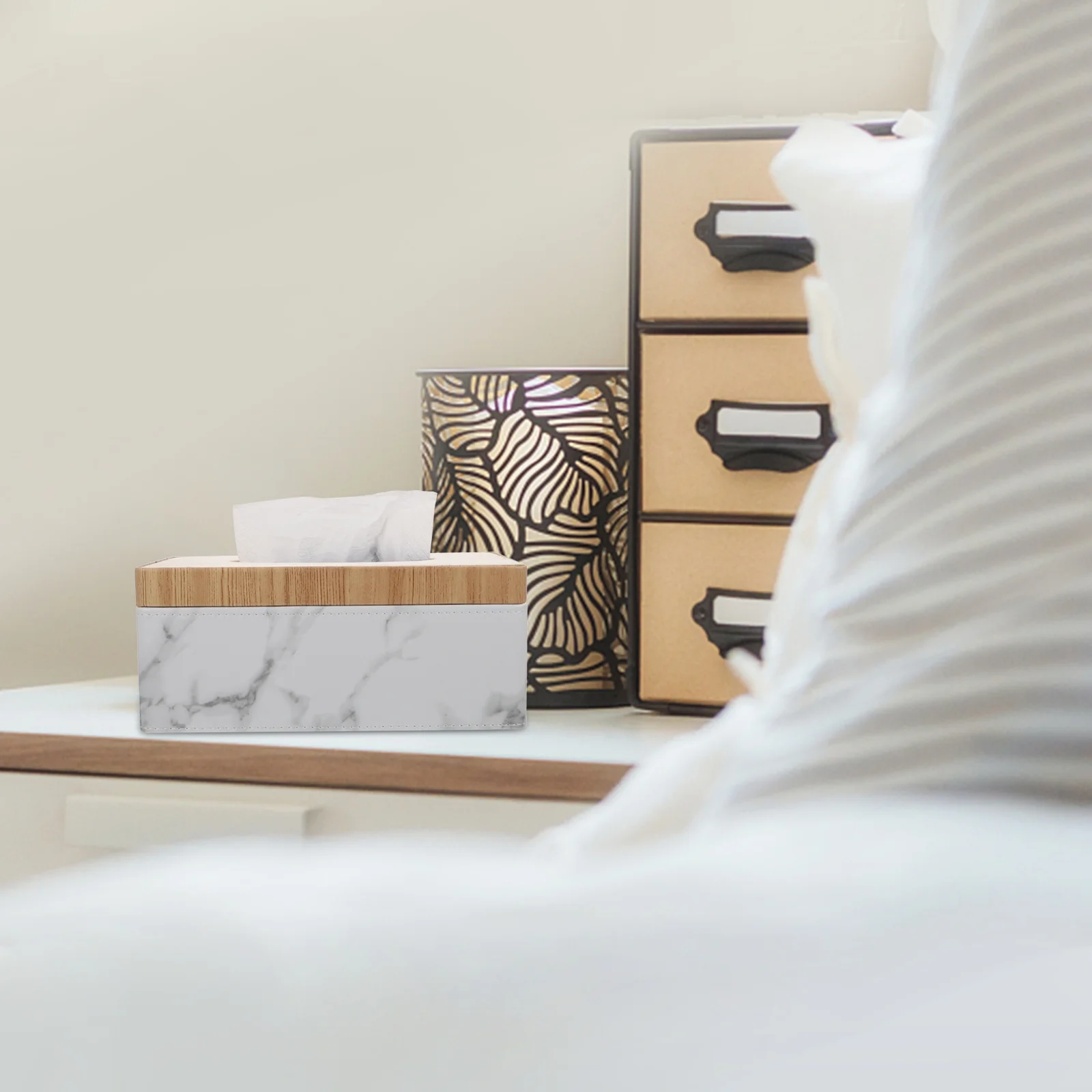 1pc Marble Pattern Tissue Box Design Napkin Container Wear-Resistant Easy Clean Paper Towel Storage Case For