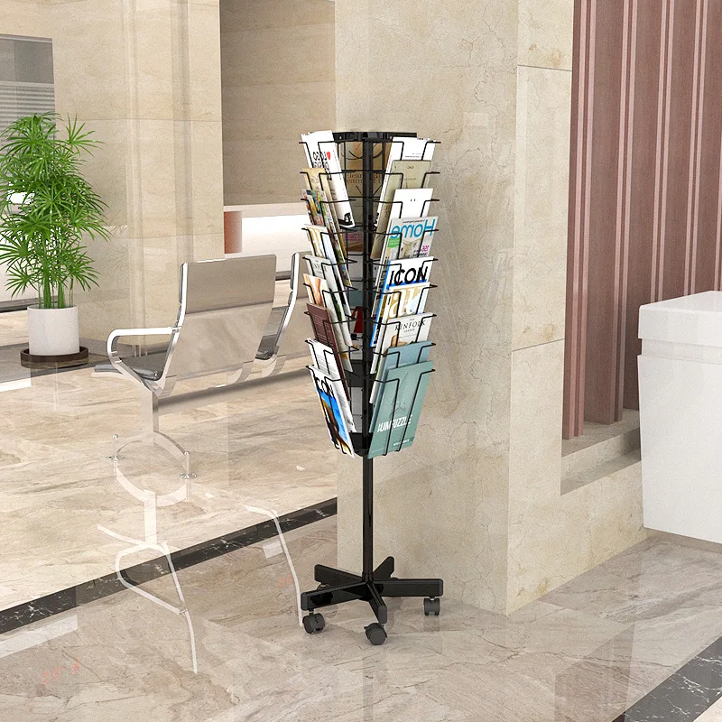 Vertical rotating magazine and newspaper storage data rack, leaflet shelf floor display rack, book and newspaper storage
Vertical rotating magazine and newspaper storage data rack, leaflet shelf floor display rack, book and newspaper storage