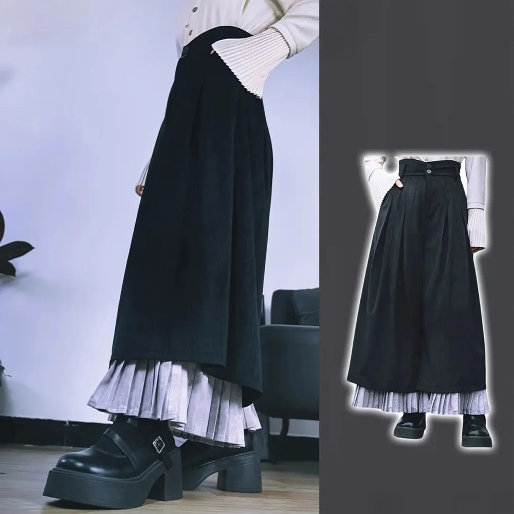 Y2k Dark Gothic Pleated Skirt Pants Spring Genderless Fashion Japanese Campus All-Match Casual Samurai Pants Hakama Unisex 2025
Y2k Dark Gothic Pleated Skirt Pants Spring Genderless Fashion Japanese Campus All-Match Casual Samurai Pants Hakama Unisex 2025