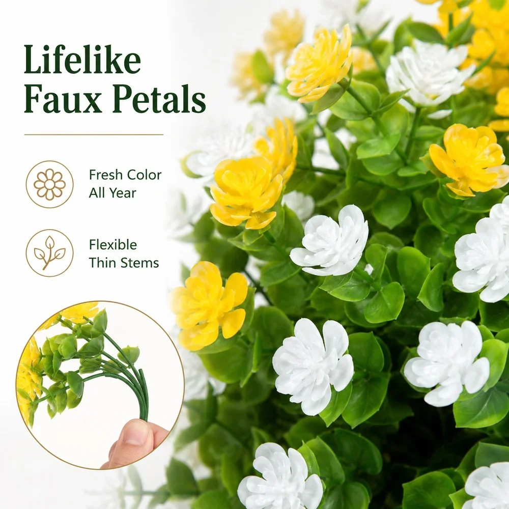 4 Bundles Artificial Plants UV Resistant Faux Bushes Plastic Flowers Home Farmhouse Wedding Outdoor Garden Porch Decor Plant
4 Bundles Artificial Plants UV Resistant Faux Bushes Plastic Flowers Home Farmhouse Wedding Outdoor Garden Porch Decor Plant