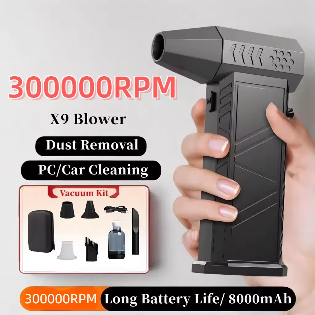 Violent Fan 300000RPM Powerful Air Blower Vacuum Dust Cleaner Type-C Charging Strong Winds 58m/s Brushless Turbo Jet Blower Dry
Violent Fan 300000RPM Powerful Air Blower Vacuum Dust Cleaner Type-C Charging Strong Winds 58m/s Brushless Turbo Jet Blower Dry