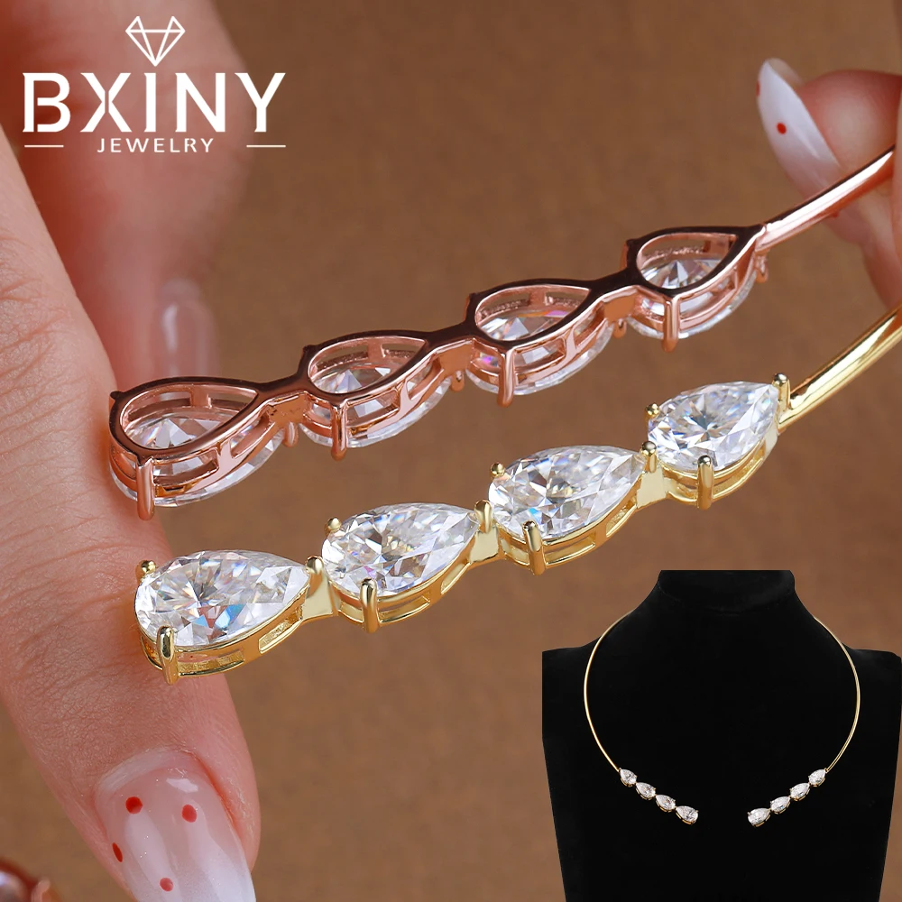BXINY 24cttw WaterDrop All Moissanite Open Choker Necklace S925 Silver Pear Cut Diamond Cuff Collar for Women Fine Jewelry Gifts
BXINY 24cttw WaterDrop All Moissanite Open Choker Necklace S925 Silver Pear Cut Diamond Cuff Collar for Women Fine Jewelry Gifts