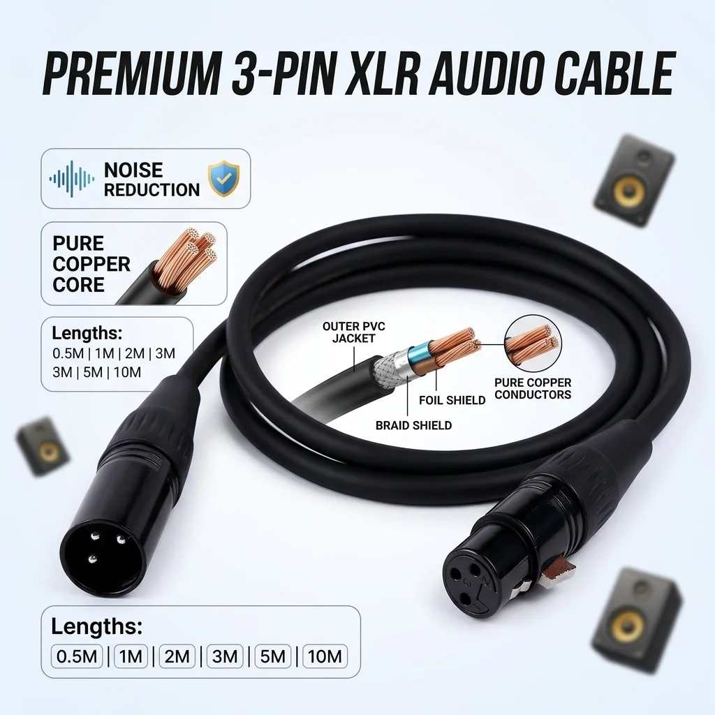 XLR Male To Female Microphone Cable 3-Pin Balanced Audio Connector Professional Stage/Studio XLRM-XLRF Patch Cord for Amplifiers
XLR Male To Female Microphone Cable 3-Pin Balanced Audio Connector Professional Stage/Studio XLRM-XLRF Patch Cord for Amplifiers