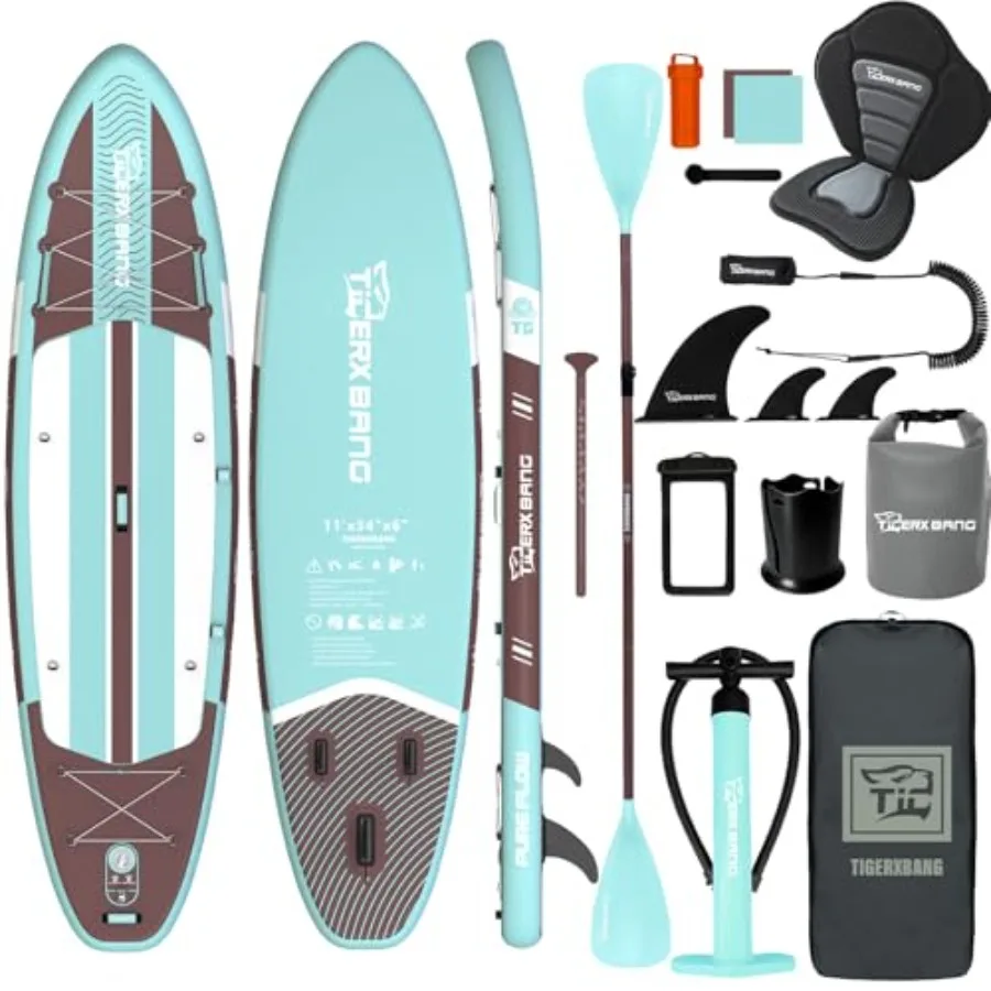 Inflatable Paddle Board for lakes rivers ocean use, PVC material, blue, 11'x34 wide, 500lbs capacity, includes kayak seat and a
Inflatable Paddle Board for lakes rivers ocean use, PVC material, blue, 11'x34 wide, 500lbs capacity, includes kayak seat and a