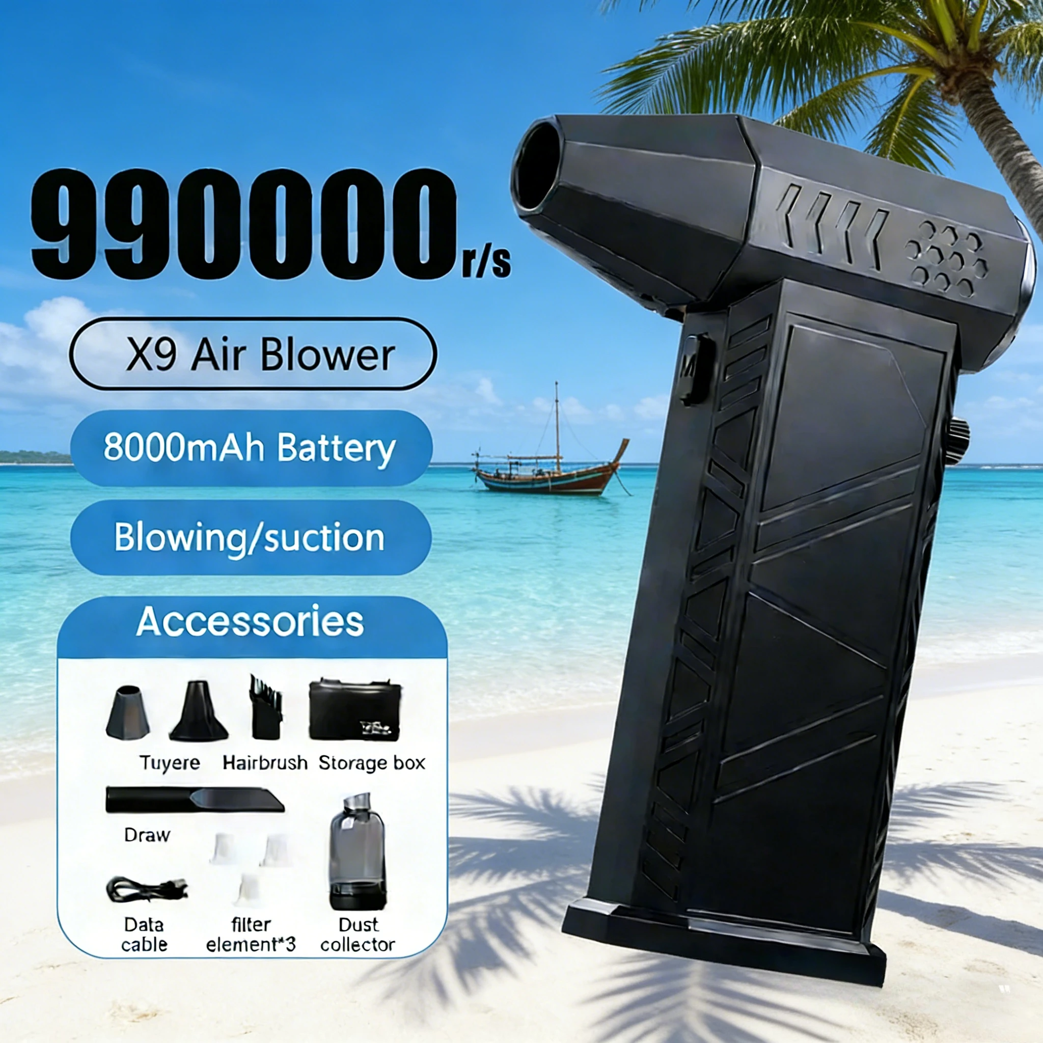 X9Pro+ Turbo Jet Blower Vacuum 990000 RPM Brushless Motor 58m/s Strong Wind Type-C Portable Cleaner
X9Pro+ Turbo Jet Blower Vacuum 990000 RPM Brushless Motor 58m/s Strong Wind Type-C Portable Cleaner