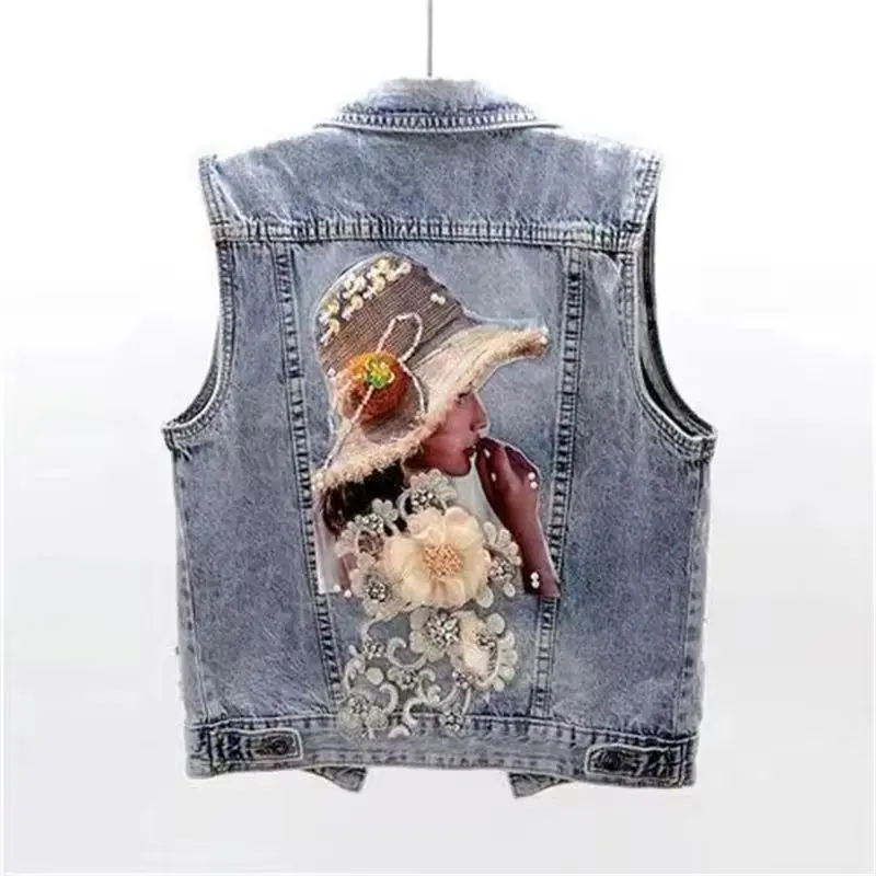 Fashion Denim Vest For Women 2026 New Spring Autumn Denim Jacket Waistcoat Korean Beaded Flower Short Sleeveless Jeans Coat
Fashion Denim Vest For Women 2026 New Spring Autumn Denim Jacket Waistcoat Korean Beaded Flower Short Sleeveless Jeans Coat