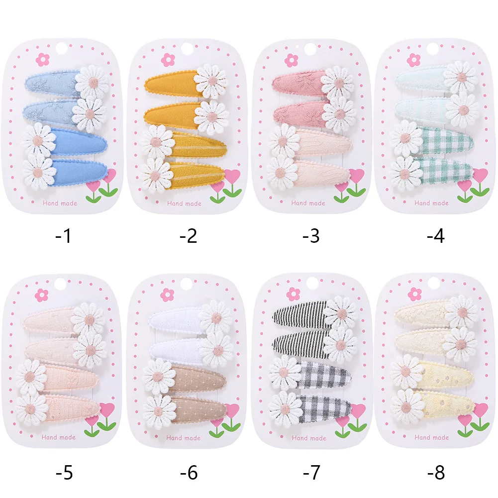 4Pcs/Set Cute Daisy Snap Hair Clips Princess Girls Hairpins Embroidery Plaid Hairgrips Kids Cute Ins Barrettes Hair Accessories
4Pcs/Set Cute Daisy Snap Hair Clips Princess Girls Hairpins Embroidery Plaid Hairgrips Kids Cute Ins Barrettes Hair Accessories