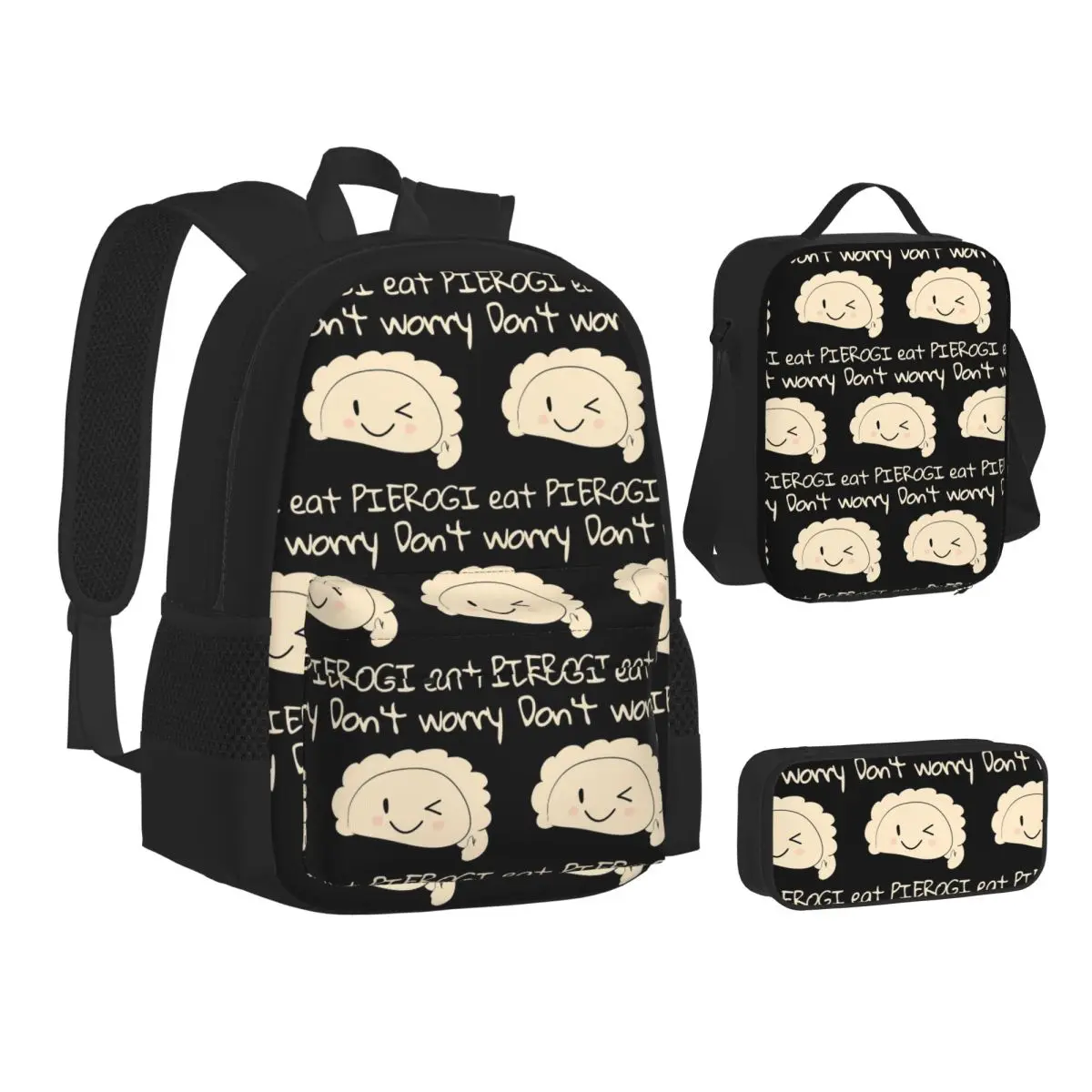 Don't Worry Eat PIEROGI Backpacks Boys Girls Bookbag School Bags Kids Rucksack Lunch Bag Pen Bag Three-Piece Set
Don't Worry Eat PIEROGI Backpacks Boys Girls Bookbag School Bags Kids Rucksack Lunch Bag Pen Bag Three-Piece Set