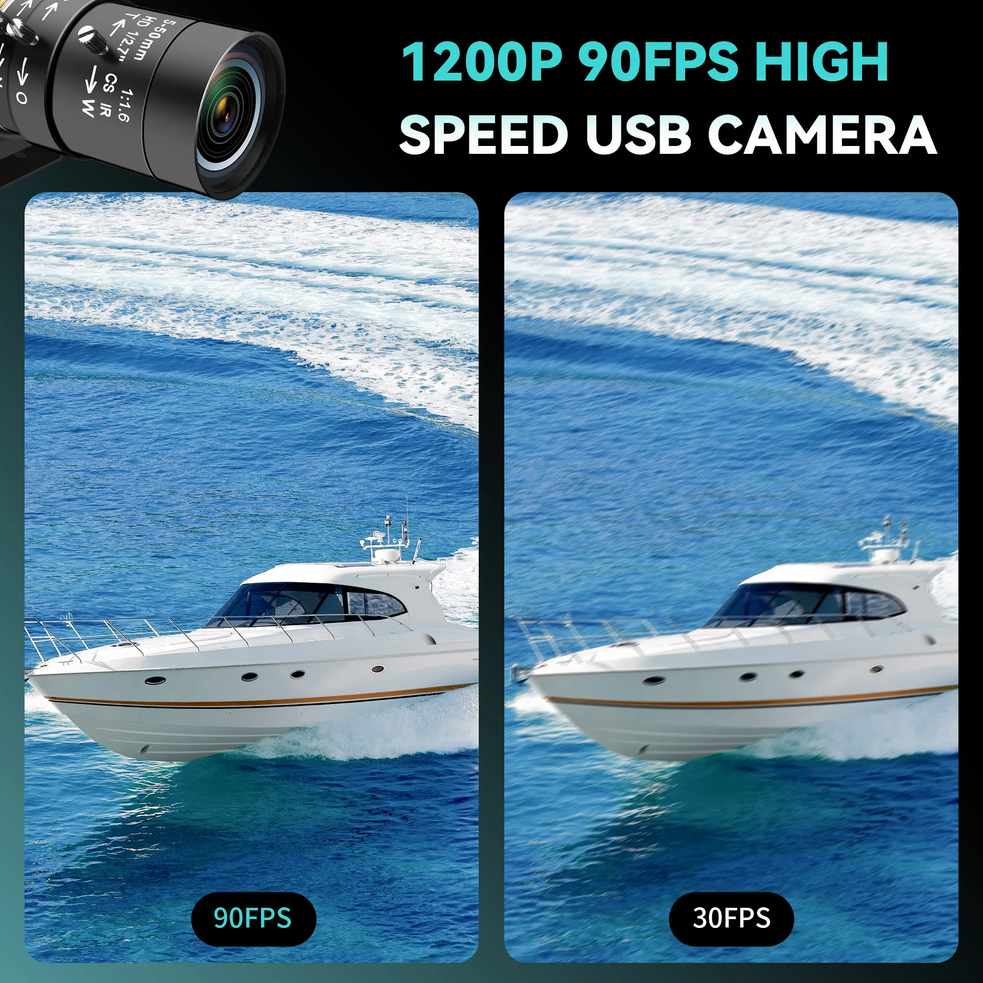 ELP USB Camera, 1200P 90FPS High Speed Global Shutter, 10X Optical Varifocal 5-50mm Manual Focus Lens, Plug and Play Mini Webcam
ELP USB Camera, 1200P 90FPS High Speed Global Shutter, 10X Optical Varifocal 5-50mm Manual Focus Lens, Plug and Play Mini Webcam