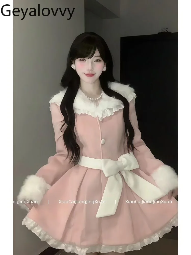 Sweet Girl Pink Fur Collar Dress Autumn Winter New Versatile Single-Breasted Bow Mid-Length Waist-Cinching Wool Overcoat
Sweet Girl Pink Fur Collar Dress Autumn Winter New Versatile Single-Breasted Bow Mid-Length Waist-Cinching Wool Overcoat