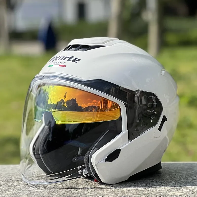 Double Lens Half Helmet Mxnrte Bright White Motorcycle Helmet Off-Road Safety Helmet DOT Approved Casco Casque Men and Women
Double Lens Half Helmet Mxnrte Bright White Motorcycle Helmet Off-Road Safety Helmet DOT Approved Casco Casque Men and Women