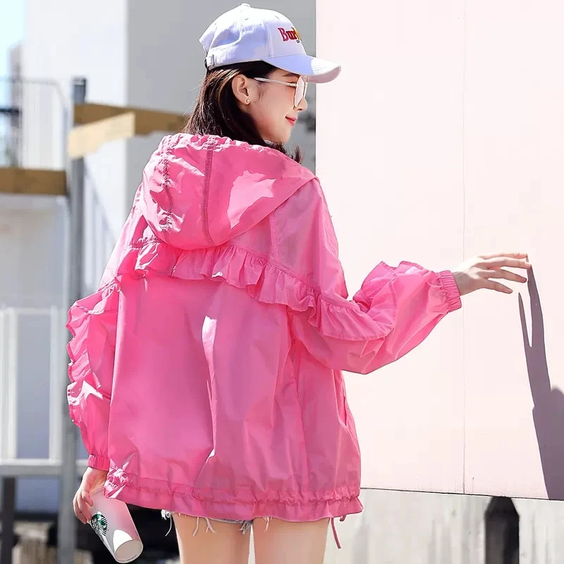 Summer Jacket 2023 New Hooded Outdoor Sun Protection Clothing For Women Loose Light And Breathable Cardigan Jacket With Ruffles
Summer Jacket 2023 New Hooded Outdoor Sun Protection Clothing For Women Loose Light And Breathable Cardigan Jacket With Ruffles