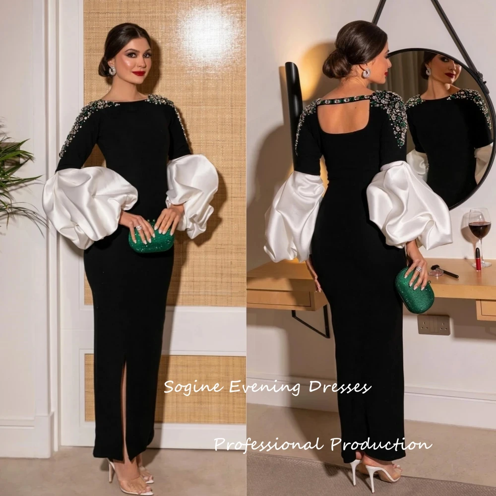 Long Prom Dresses 2025 Evening Dress Crystal-embellished in Crepe-satin Ankle-length فساتين سهرة with Slit Full Sleeve Gowns
Long Prom Dresses 2025 Evening Dress Crystal-embellished in Crepe-satin Ankle-length فساتين سهرة with Slit Full Sleeve Gowns