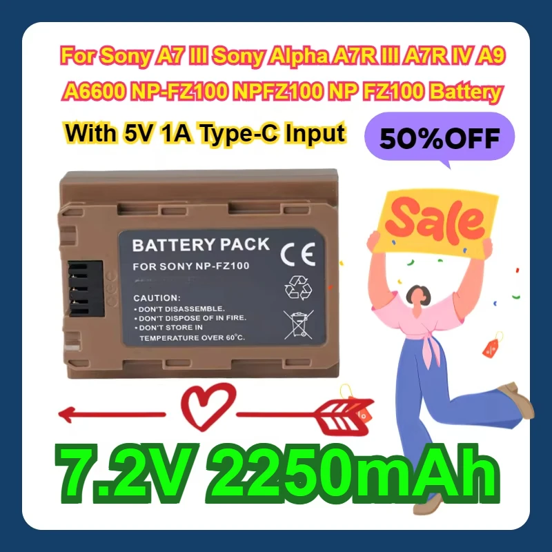 With 5V 1A Type-C Input For Sony A7 III Sony Alpha A7R III A7R IV A9 A6600 NP-FZ100 NPFZ100 NP FZ100 Battery
With 5V 1A Type-C Input For Sony A7 III Sony Alpha A7R III A7R IV A9 A6600 NP-FZ100 NPFZ100 NP FZ100 Battery