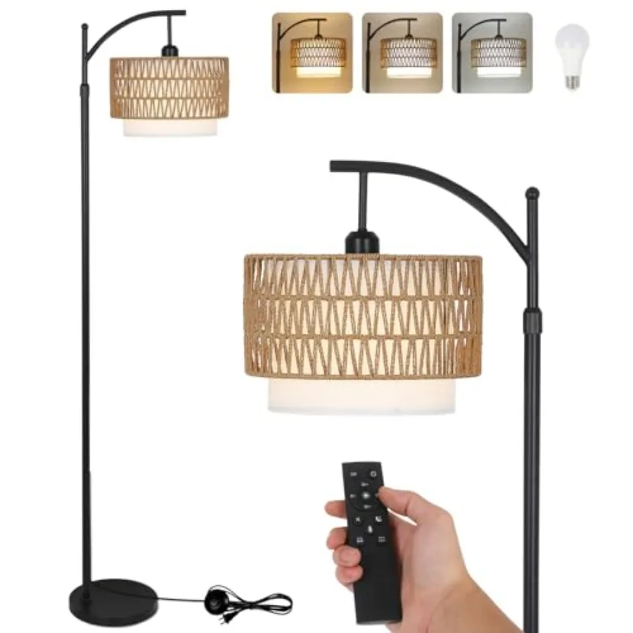 Arc Floor Lamp for Living Room with 3 Color Temperatures, Farmhouse Floor Lamps with Remote and Dimmable Bulb, Boho Standing La
Arc Floor Lamp for Living Room with 3 Color Temperatures, Farmhouse Floor Lamps with Remote and Dimmable Bulb, Boho Standing La