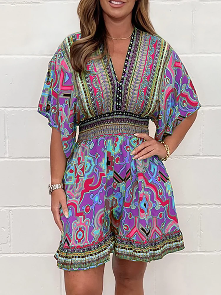High Waist Loose Shorts Women Playsuits Summer Femme Patchwork Print Casual Rompers V Neck Streetwear Straight Short Jumpsuits
High Waist Loose Shorts Women Playsuits Summer Femme Patchwork Print Casual Rompers V Neck Streetwear Straight Short Jumpsuits