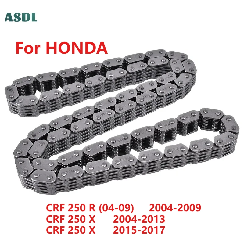 4x5 104L 104 Links Motorcycle Crankshaft Cam Timing Chain Silent Chain for HONDA CRF 250 R 2004-2009 CRF 250 X 2004-2013 15-17 
4x5 104L 104 Links Motorcycle Crankshaft Cam Timing Chain Silent Chain for HONDA CRF 250 R 2004-2009 CRF 250 X 2004-2013 15-17