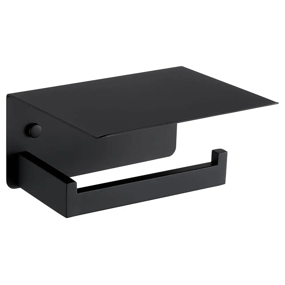 Angle Simple Toilet Paper Holder with Shelf Matte Black, 304 Stainless Steel Lavatory Tissue Roll Holder for Wall
Angle Simple Toilet Paper Holder with Shelf Matte Black, 304 Stainless Steel Lavatory Tissue Roll Holder for Wall