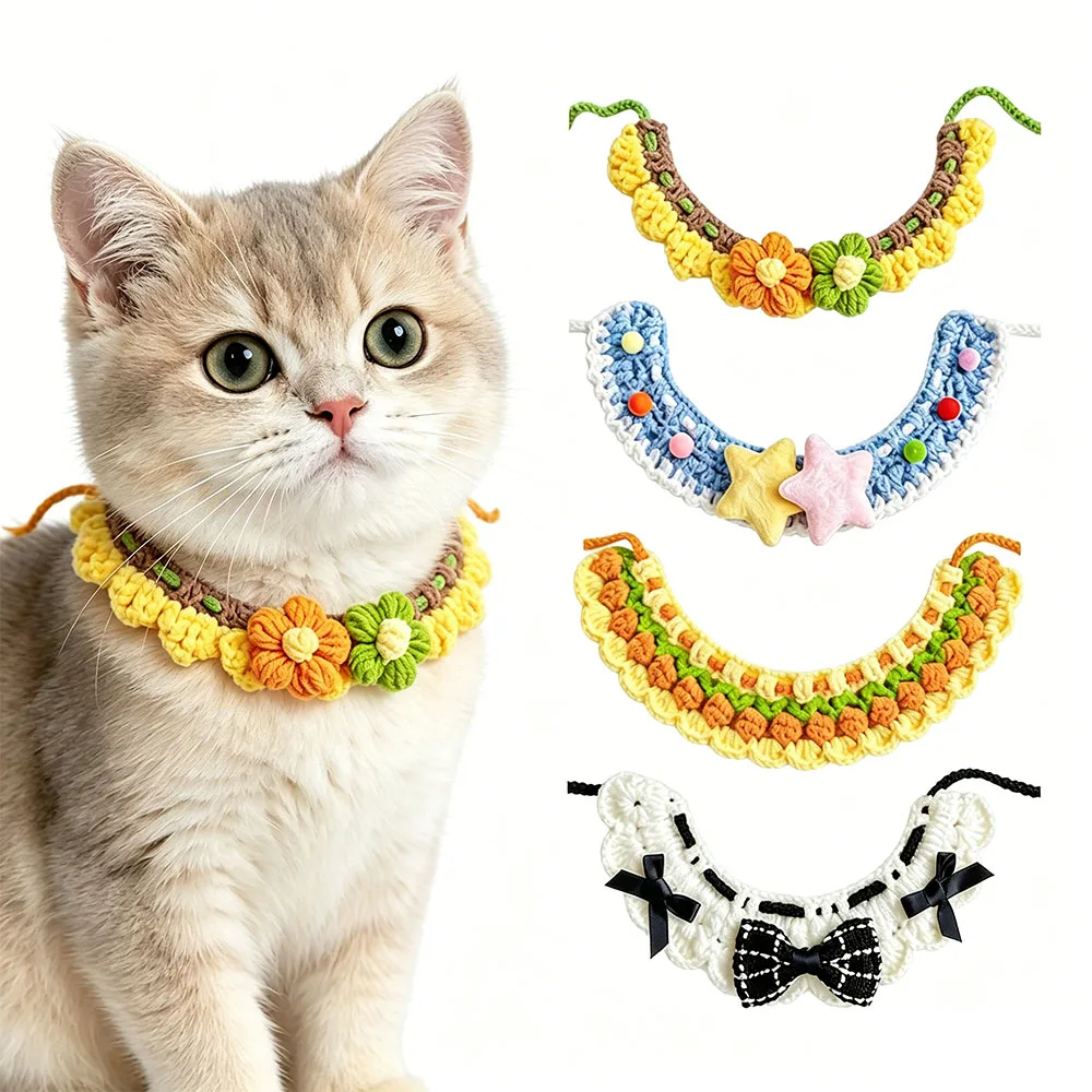 4PCS Cute Knitted Pet Collars – Adjustable, Soft & Comfortable, Suitable for Daily Wear for Kittens and Small Dogs
4PCS Cute Knitted Pet Collars – Adjustable, Soft & Comfortable, Suitable for Daily Wear for Kittens and Small Dogs