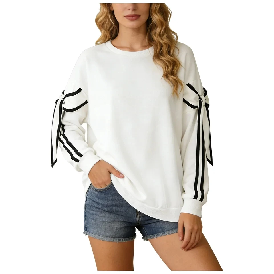 Fashion Women's Sweatshirts Spring New Bow Patchwork Pullover Tops Elegant Long Sleeve Crew Neck Hoodie Casual Daily Wear
Fashion Women's Sweatshirts Spring New Bow Patchwork Pullover Tops Elegant Long Sleeve Crew Neck Hoodie Casual Daily Wear