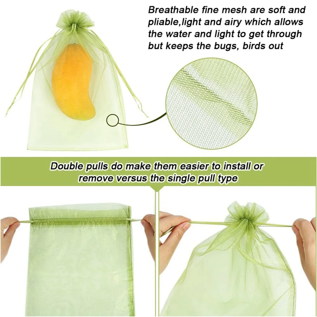PA-100Pcs Fruit Protection Bags (4X6 Inches) Green Mesh Lid Bag Drawstring Mesh for Fruit Protection Vegetable
PA-100Pcs Fruit Protection Bags (4X6 Inches) Green Mesh Lid Bag Drawstring Mesh for Fruit Protection Vegetable