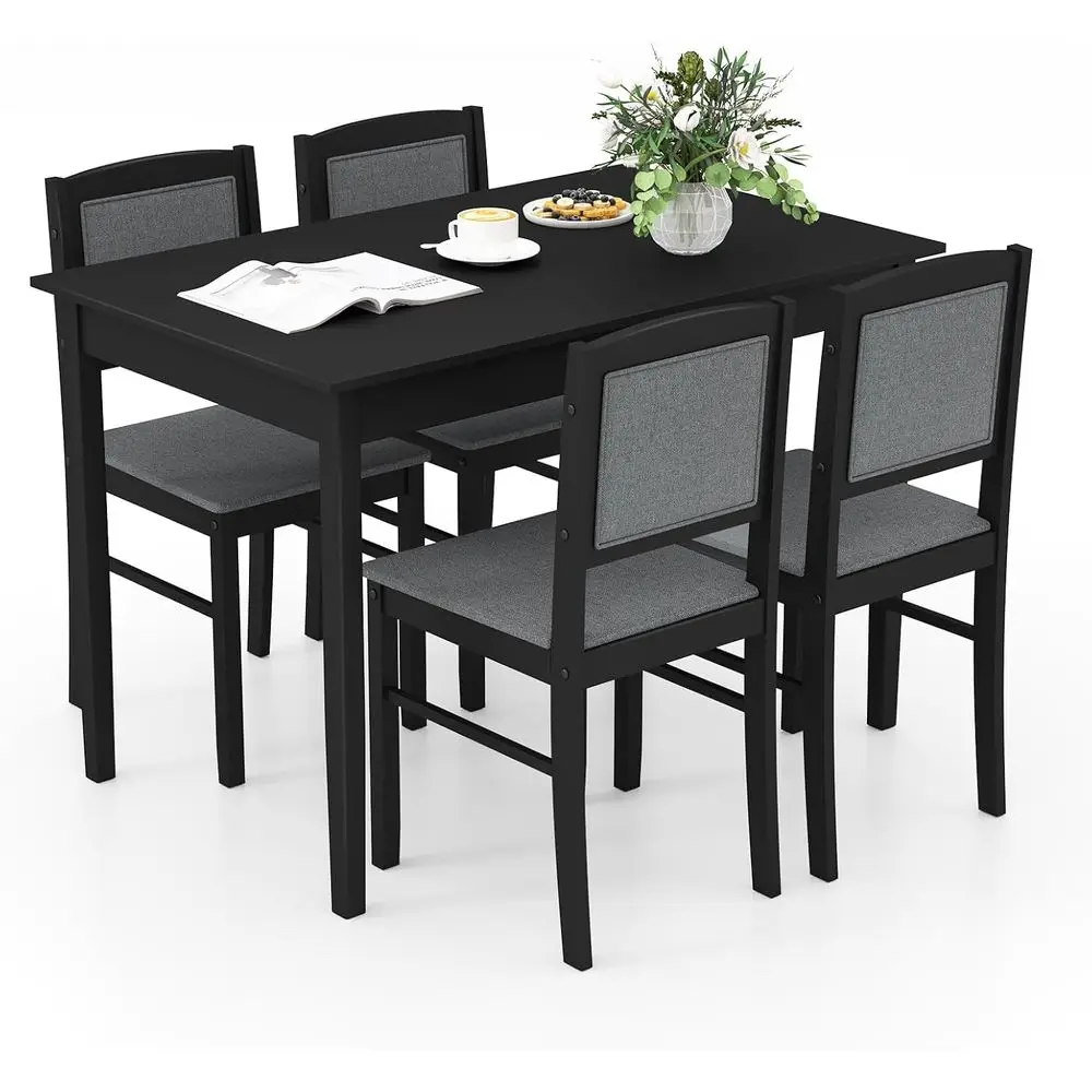 4-Piece Dining Set with Rubberwood Legs, Upholstered Chairs in Black and Grey
4-Piece Dining Set with Rubberwood Legs, Upholstered Chairs in Black and Grey
