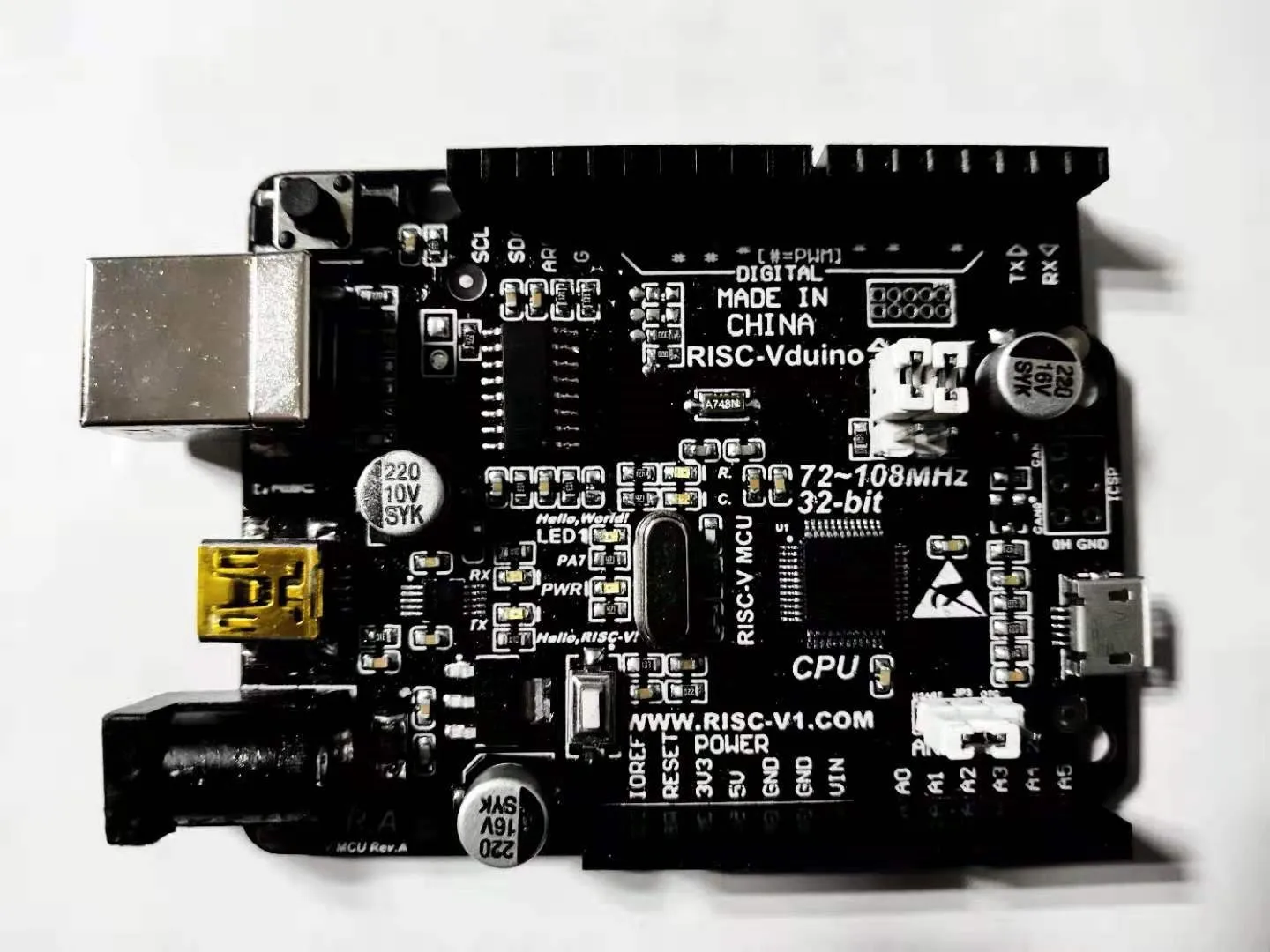 RISC microcontroller development board Vduino RISCVMCU GD32VF103 new core in China CH32V103
RISC microcontroller development board Vduino RISCVMCU GD32VF103 new core in China CH32V103