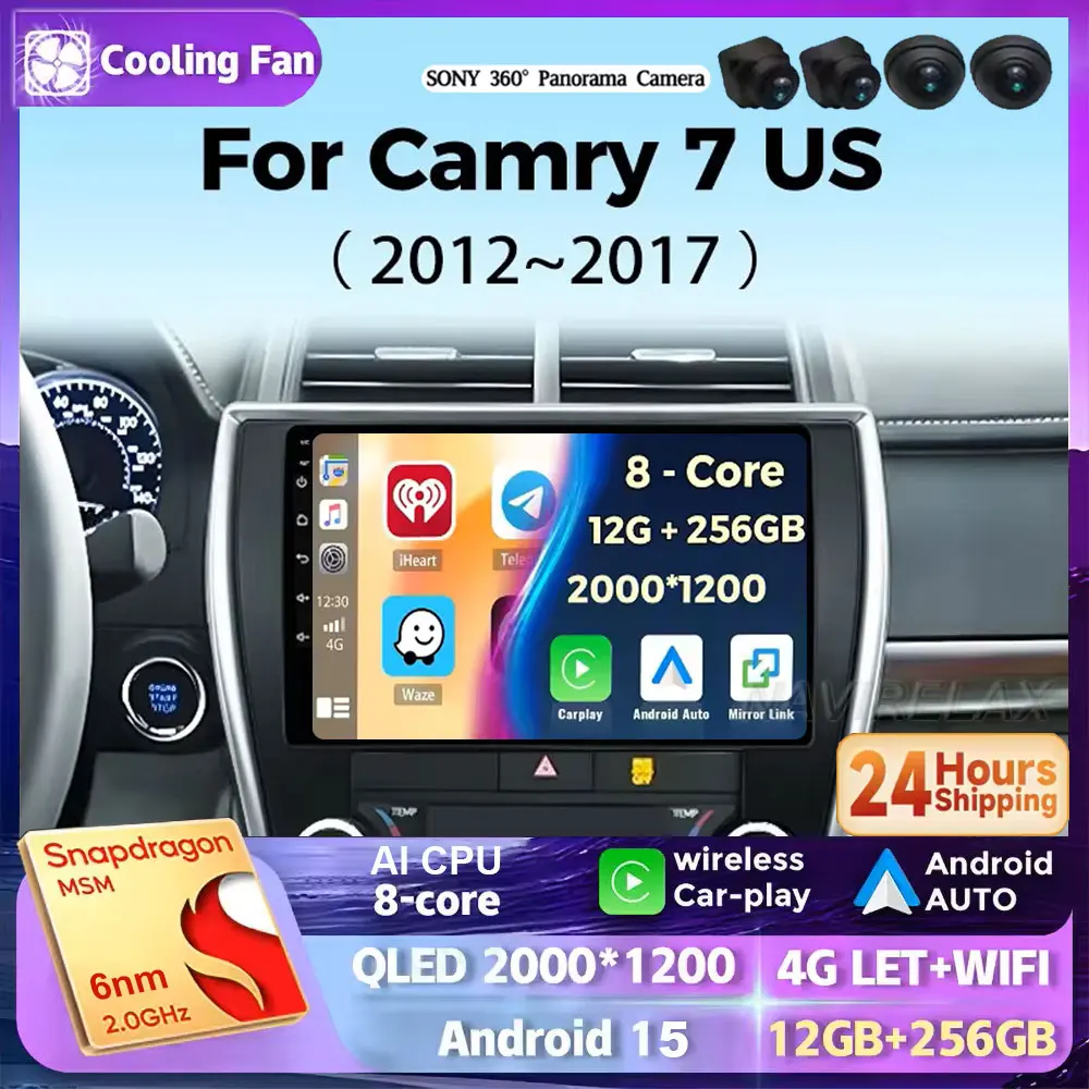 Android 15 Автомобильный радиоприемник Android Auto для Toyota Camry 7 XV 50 55 Версия для США 2012-2017 Мультимедийный плеер Carplay Стерео 48EQ GPS
Android 15 Автомобильный радиоприемник Android Auto для Toyota Camry 7 XV 50 55 Версия для США 2012-2017 Мультимедийный плеер Carplay Стерео 48EQ GPS