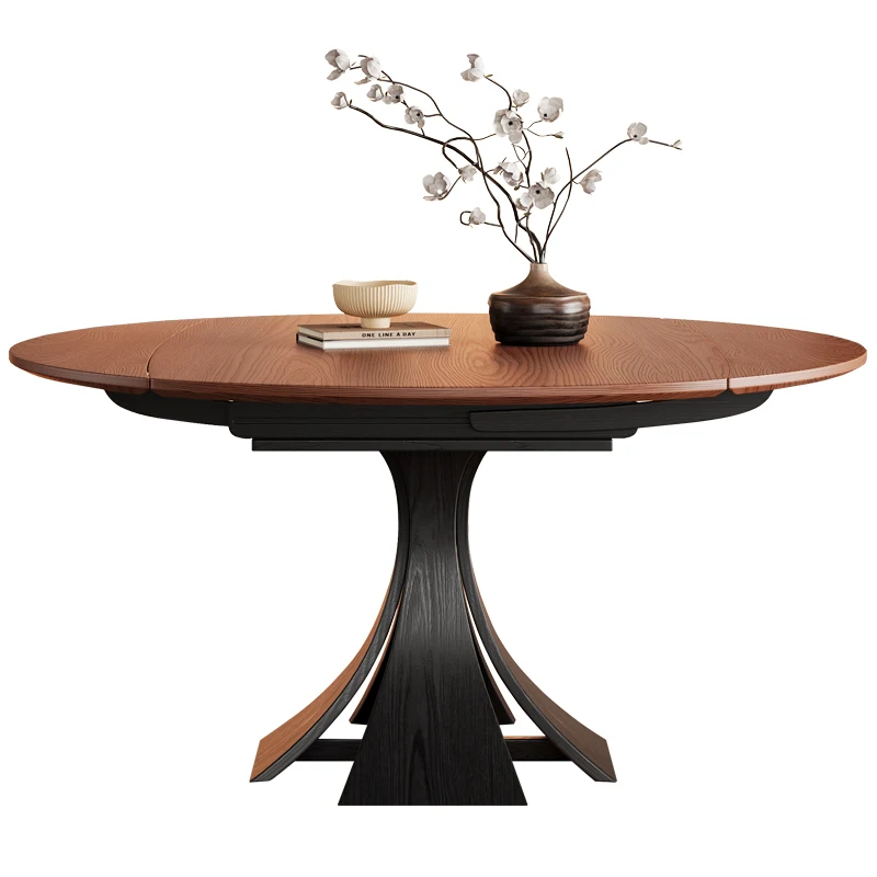 French retro solid wood retractable dining table, variable round table, American medium and ancient style folding
French retro solid wood retractable dining table, variable round table, American medium and ancient style folding