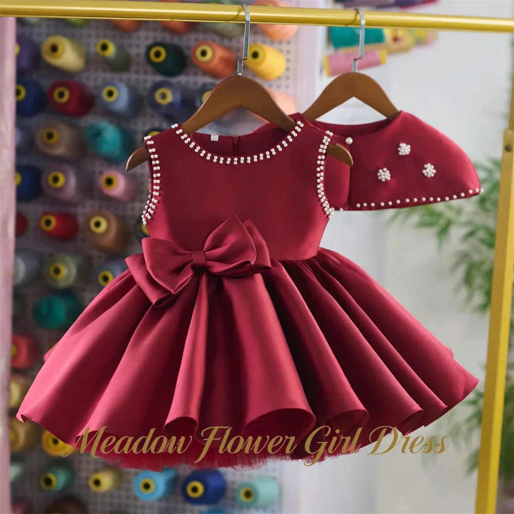 Meadow Wine Red Kids Birthday Party Dress Detachable Beaded Cape Collar Pageant Dress for Girl with Bow First Communion Gown
Meadow Wine Red Kids Birthday Party Dress Detachable Beaded Cape Collar Pageant Dress for Girl with Bow First Communion Gown