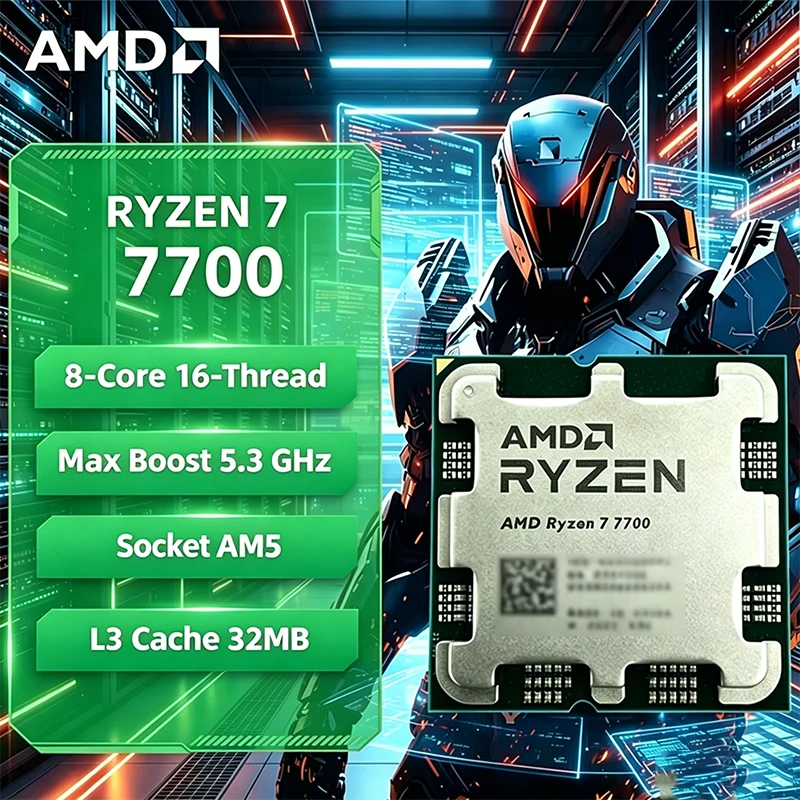 AMD Ryzen 7 7700 R7 7700 CPU 8-Core 16-Thread 5.3GHz Unlocked Desktop Processor Socket AM5 Gaming CPU Without Package
AMD Ryzen 7 7700 R7 7700 CPU 8-Core 16-Thread 5.3GHz Unlocked Desktop Processor Socket AM5 Gaming CPU Without Package