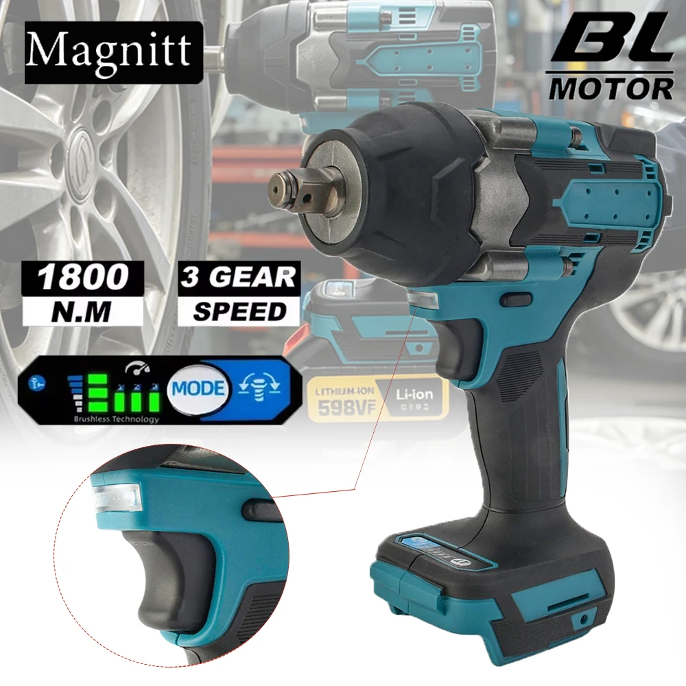 1800N.M Torque Brushless Electric Impact Wrench 1/2 inch Cordless Electric Wrench Power Tool For Makita 18V Battery Pin
1800N.M Torque Brushless Electric Impact Wrench 1/2 inch Cordless Electric Wrench Power Tool For Makita 18V Battery Pin