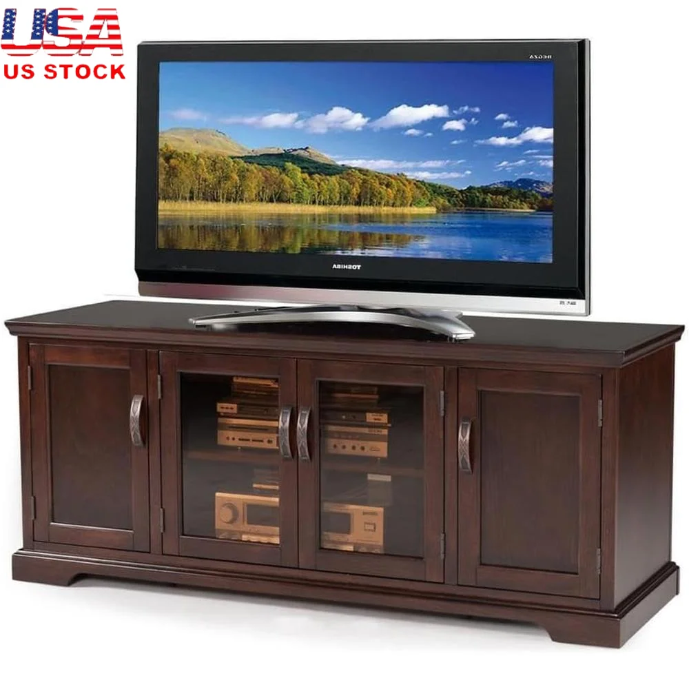 Iverson 3 Door TV Stand 60 Inch TVs Solid Wood Adjustable Shelves Glass Doors Entertainment Center With Wire Management
Iverson 3 Door TV Stand 60 Inch TVs Solid Wood Adjustable Shelves Glass Doors Entertainment Center With Wire Management