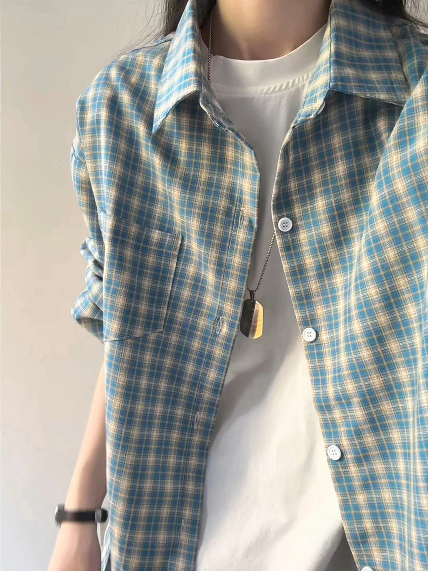 Blue Plaid Long Sleeve Shirt Men Women Autumn Lazy Style Striped American Couple Outerwear Standard Fit Polyester Fiber
Blue Plaid Long Sleeve Shirt Men Women Autumn Lazy Style Striped American Couple Outerwear Standard Fit Polyester Fiber