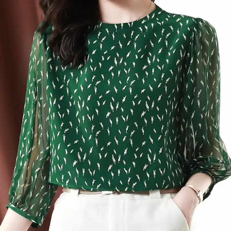 Elegant Fashion Printed Chiffon Shirt Summer 2026 New O-Neck Three Quarter Lantern Sleeve Loose Pullover Blouse Women's Clothing
Elegant Fashion Printed Chiffon Shirt Summer 2026 New O-Neck Three Quarter Lantern Sleeve Loose Pullover Blouse Women's Clothing