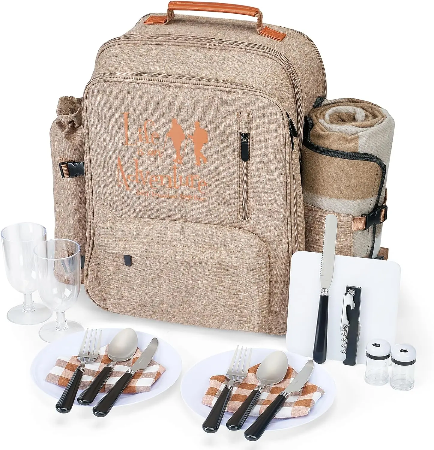 24L Insulated Leak-Proof Picnic Backpack for Two, Light Brown Camping and Wedding Gifts
24L Insulated Leak-Proof Picnic Backpack for Two, Light Brown Camping and Wedding Gifts