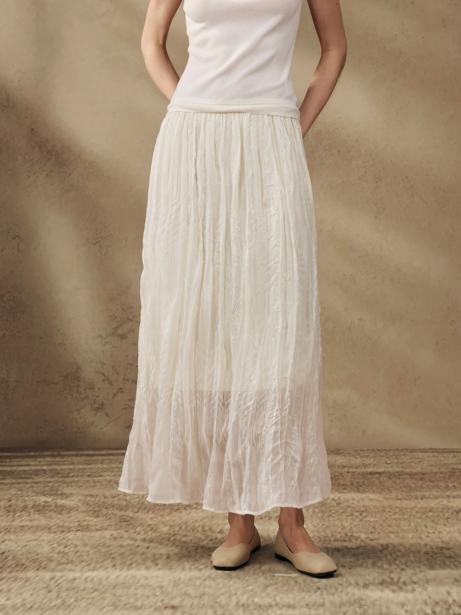 Lean Project Lace Patchwork Pleated Elastic Waist Beige Skirt Travel Skirt Romantic Simple Style A-Line Cotton Blend Skirt
Lean Project Lace Patchwork Pleated Elastic Waist Beige Skirt Travel Skirt Romantic Simple Style A-Line Cotton Blend Skirt