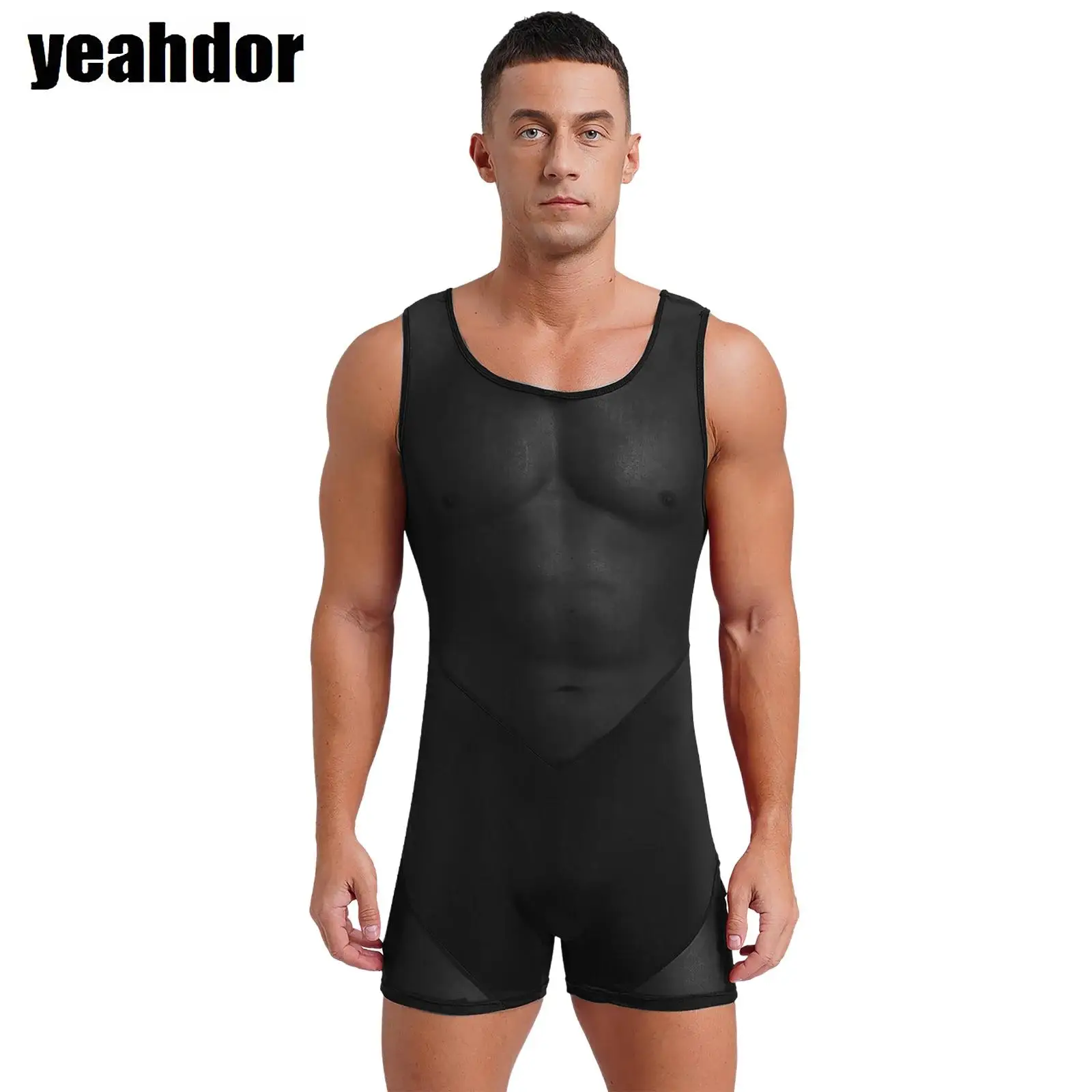 Mens Mesh Rompers Breathable Wrestling Bodysuit Scoop Neck Sleeveless One Piece Jumpsuit for Bodybuilding Fitness
Mens Mesh Rompers Breathable Wrestling Bodysuit Scoop Neck Sleeveless One Piece Jumpsuit for Bodybuilding Fitness