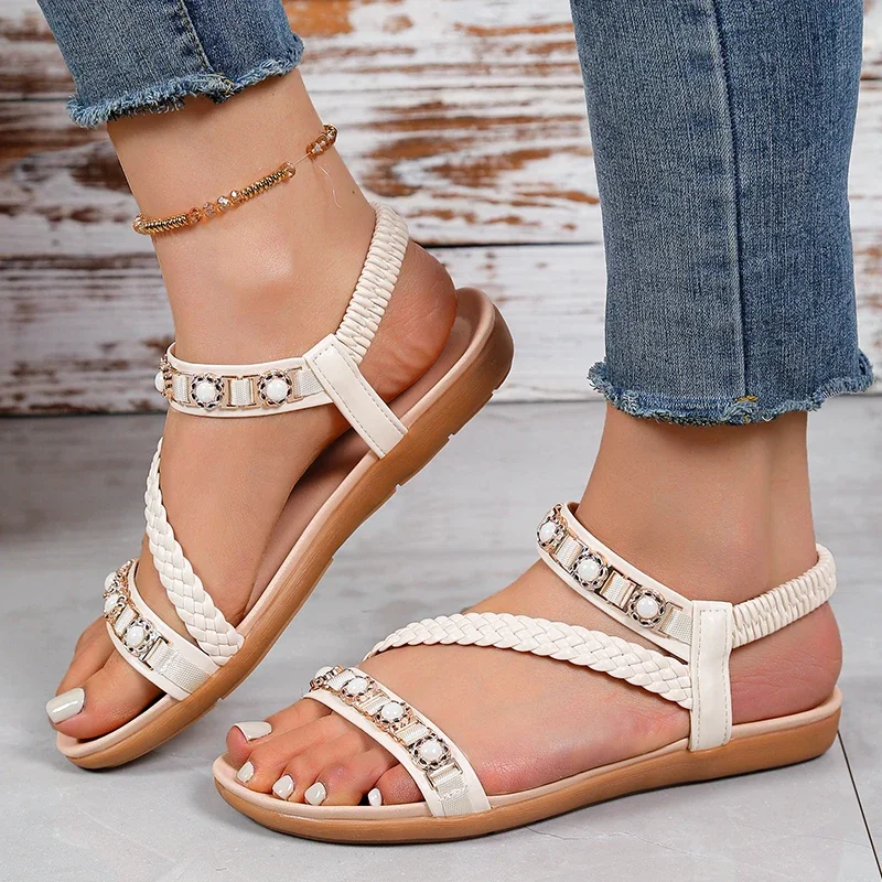 2025 Fashion Women's Shoes Elastic Band Women's Sandals Hot Sale String Bead Casual Sandal Swomen Summer Plus Size Flat Sandals
2025 Fashion Women's Shoes Elastic Band Women's Sandals Hot Sale String Bead Casual Sandal Swomen Summer Plus Size Flat Sandals