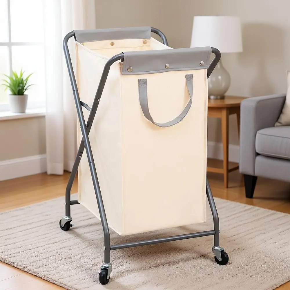 Rolling Collapsible Laundry Hamper with Wheels, Heavy-Duty Cloth Sorter, Removable Bag, 1-Section Organizer Cart for Easy Storag
Rolling Collapsible Laundry Hamper with Wheels, Heavy-Duty Cloth Sorter, Removable Bag, 1-Section Organizer Cart for Easy Storag