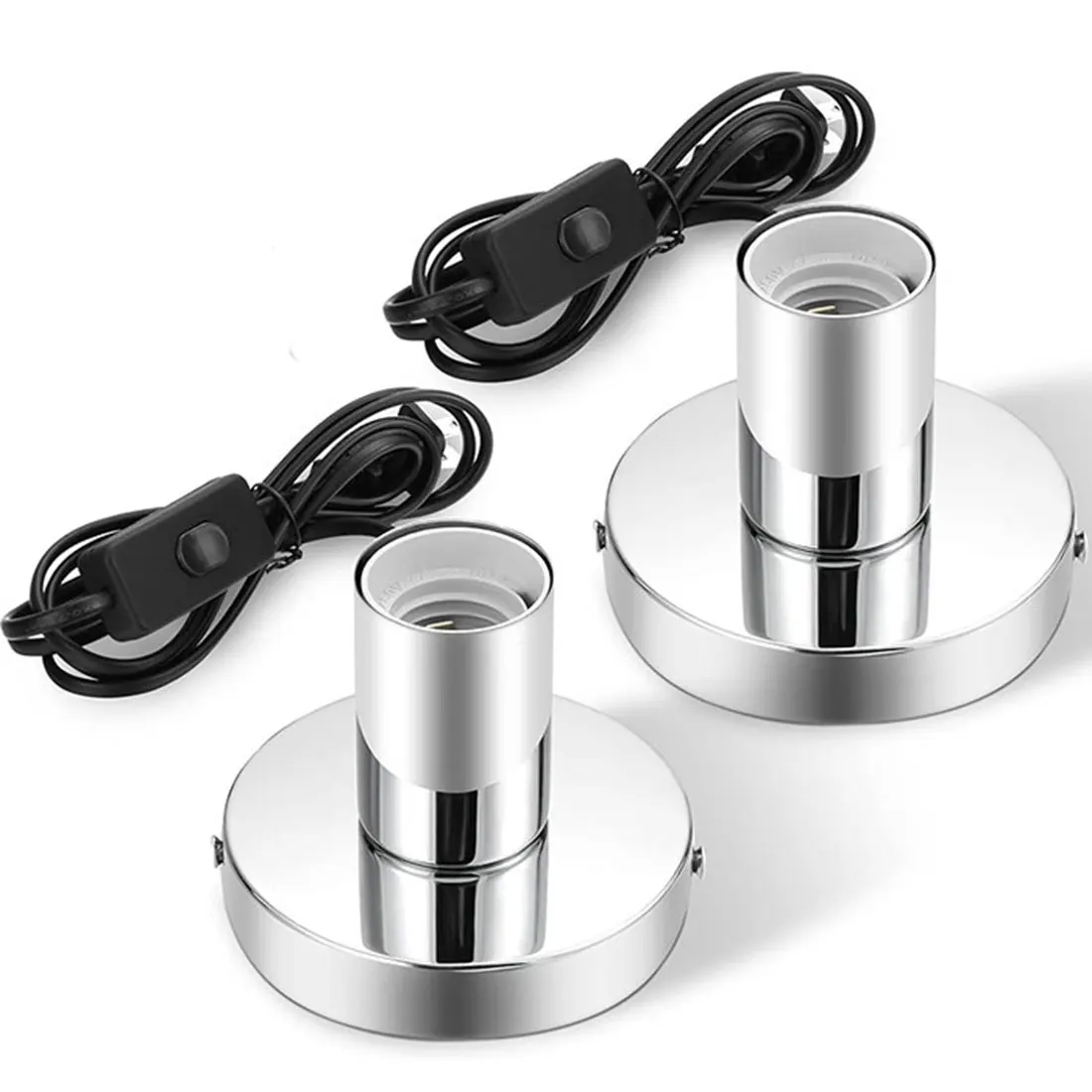 2/4/8pcs Silver Polished Metal Desktop Light Sockets Base Vintage E26/E27 Edison Screw Light Bulb Holder with Switch Cord Wire
2/4/8pcs Silver Polished Metal Desktop Light Sockets Base Vintage E26/E27 Edison Screw Light Bulb Holder with Switch Cord Wire