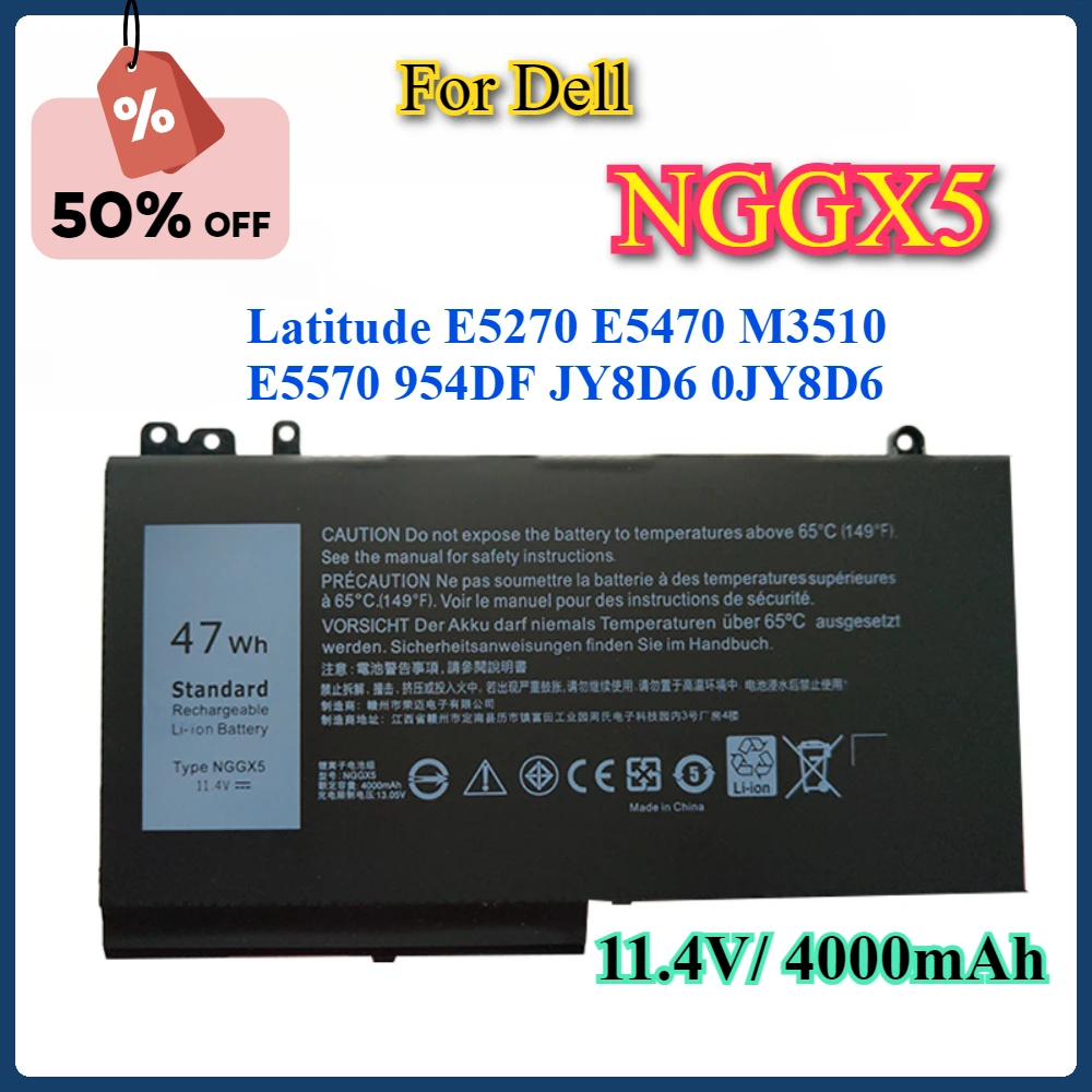 NGGX5 Laptop Battery For Dell Latitude E5270 E5470 M3510 E5570 Series 954DF JY8D6 High Quality Full Capacity 47WH 11.4V
NGGX5 Laptop Battery For Dell Latitude E5270 E5470 M3510 E5570 Series 954DF JY8D6 High Quality Full Capacity 47WH 11.4V