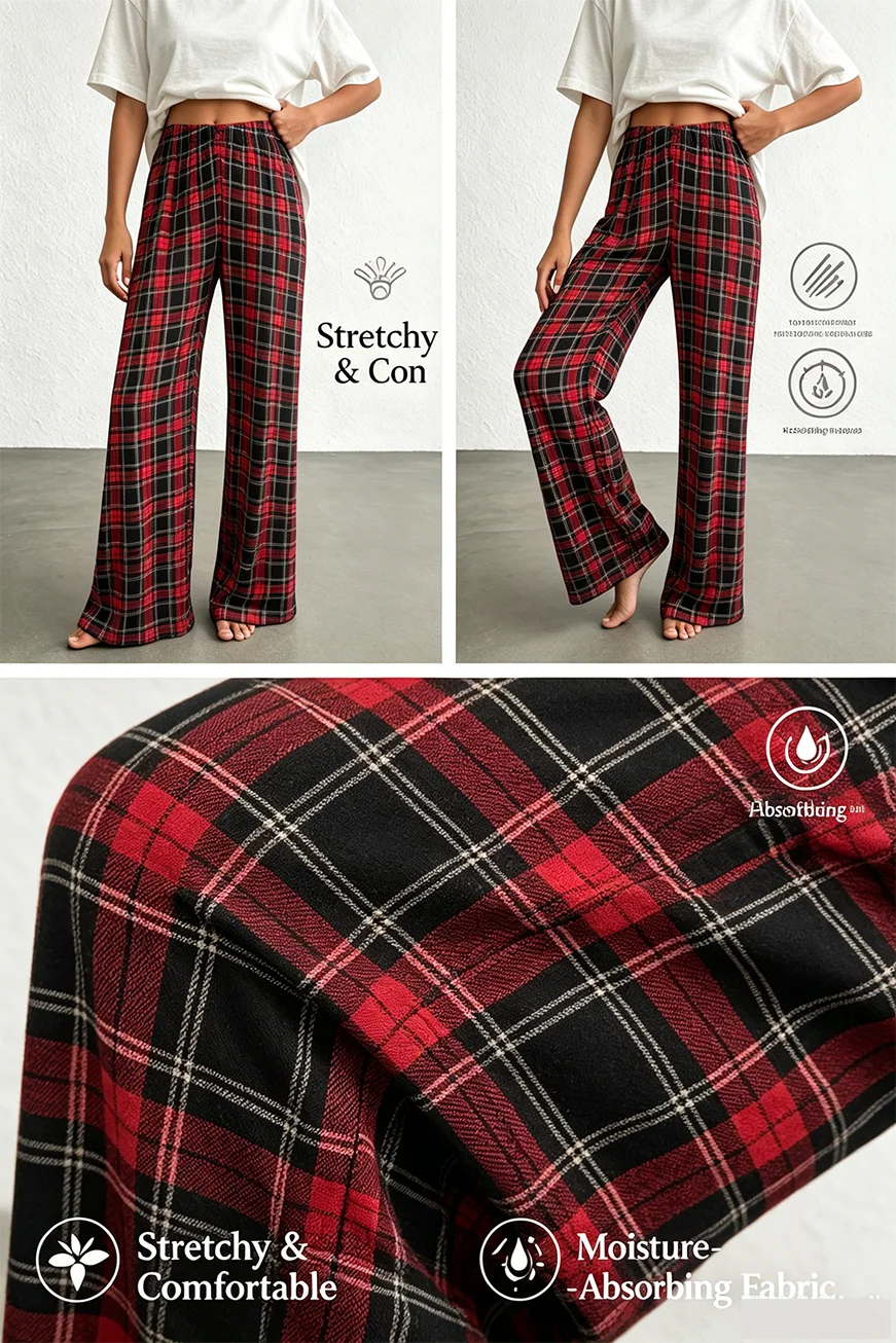 Women's plaid casual high-waisted wide-leg pants and loose pajamas are suitable for all seasons and can be worn outdoors.
Women's plaid casual high-waisted wide-leg pants and loose pajamas are suitable for all seasons and can be worn outdoors.