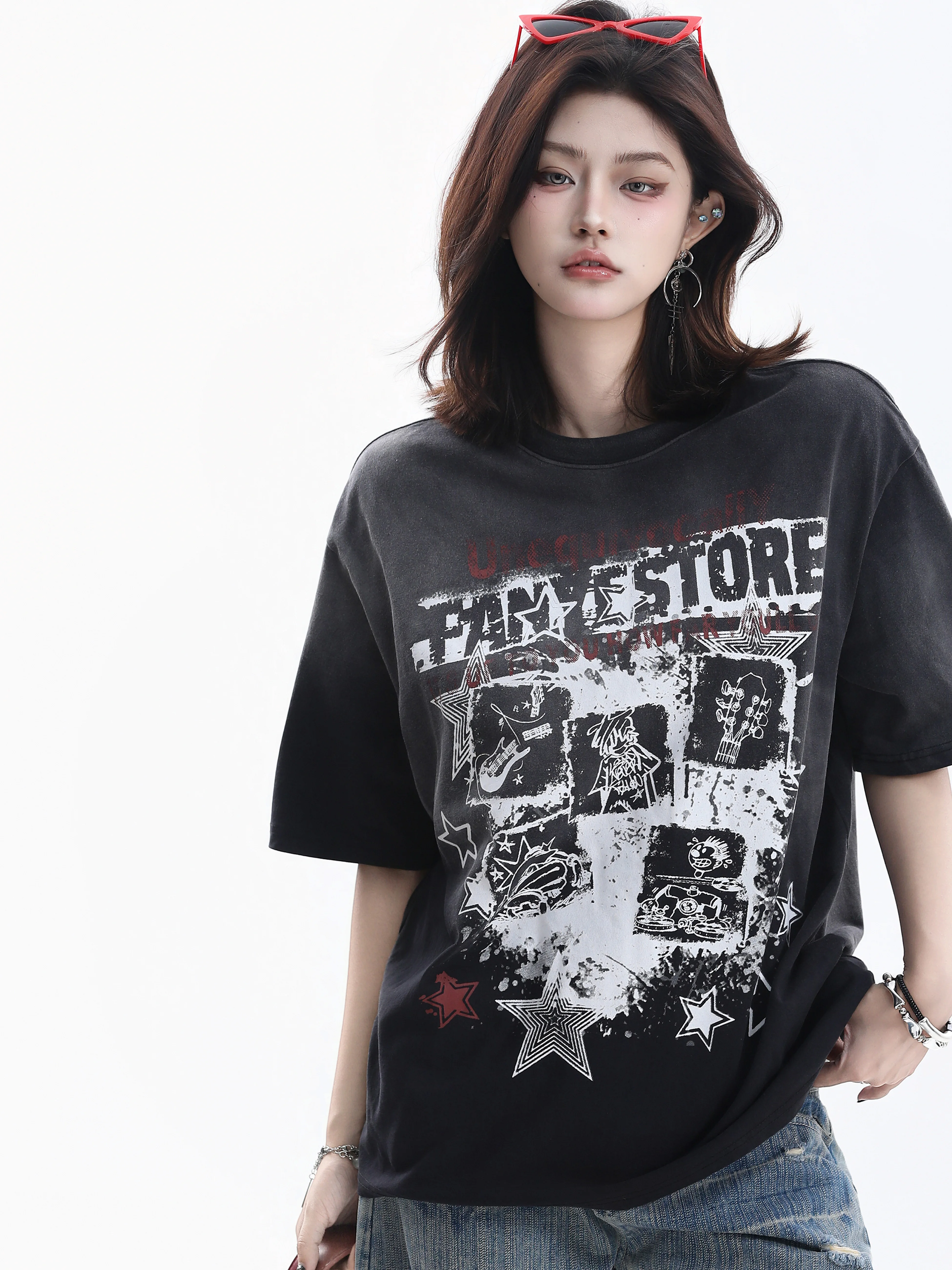 Small Ball Ball Anti-Aging Subculture Short Sleeve Women's Loose American Retro High Street Neutral Washed Top T-shirt
Small Ball Ball Anti-Aging Subculture Short Sleeve Women's Loose American Retro High Street Neutral Washed Top T-shirt