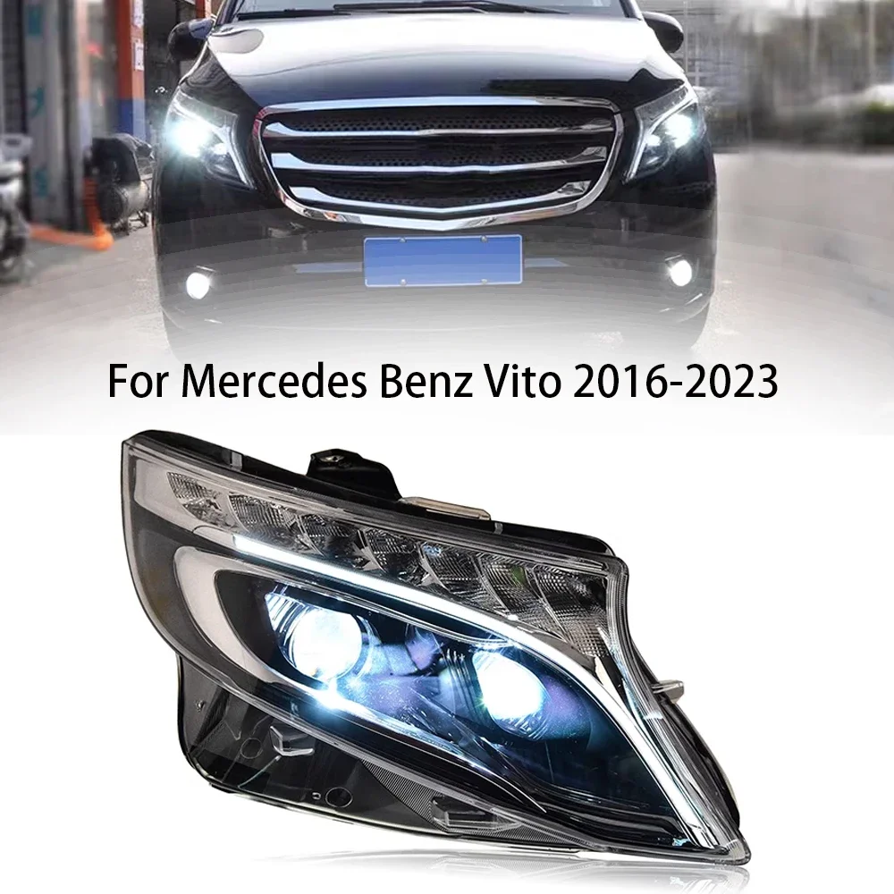 Передние фары автомобиля для Benz Vito 2016-2022 W447, светодиодные фары в сборе, обновление, аксессуары для динамических ламп с высокой настройкой
Передние фары автомобиля для Benz Vito 2016-2022 W447, светодиодные фары в сборе, обновление, аксессуары для динамических ламп с высокой настройкой