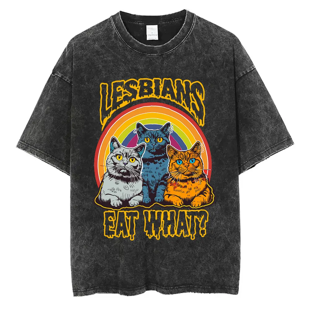 Lesbians Eat What Vintage Washed T Shirts Unisex Casual Cotton Retro Short Sleeve T-shirts Men Women Cute Funny Cat Meme T-shirt
Lesbians Eat What Vintage Washed T Shirts Unisex Casual Cotton Retro Short Sleeve T-shirts Men Women Cute Funny Cat Meme T-shirt