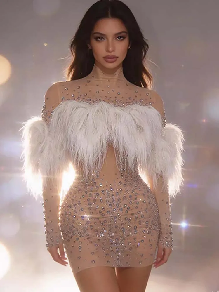 High Quality Rhinestone Tassel Sexy See Through Mesh Elastic Dress 2025 New Fashion Custom Women'S Clothing
High Quality Rhinestone Tassel Sexy See Through Mesh Elastic Dress 2025 New Fashion Custom Women'S Clothing